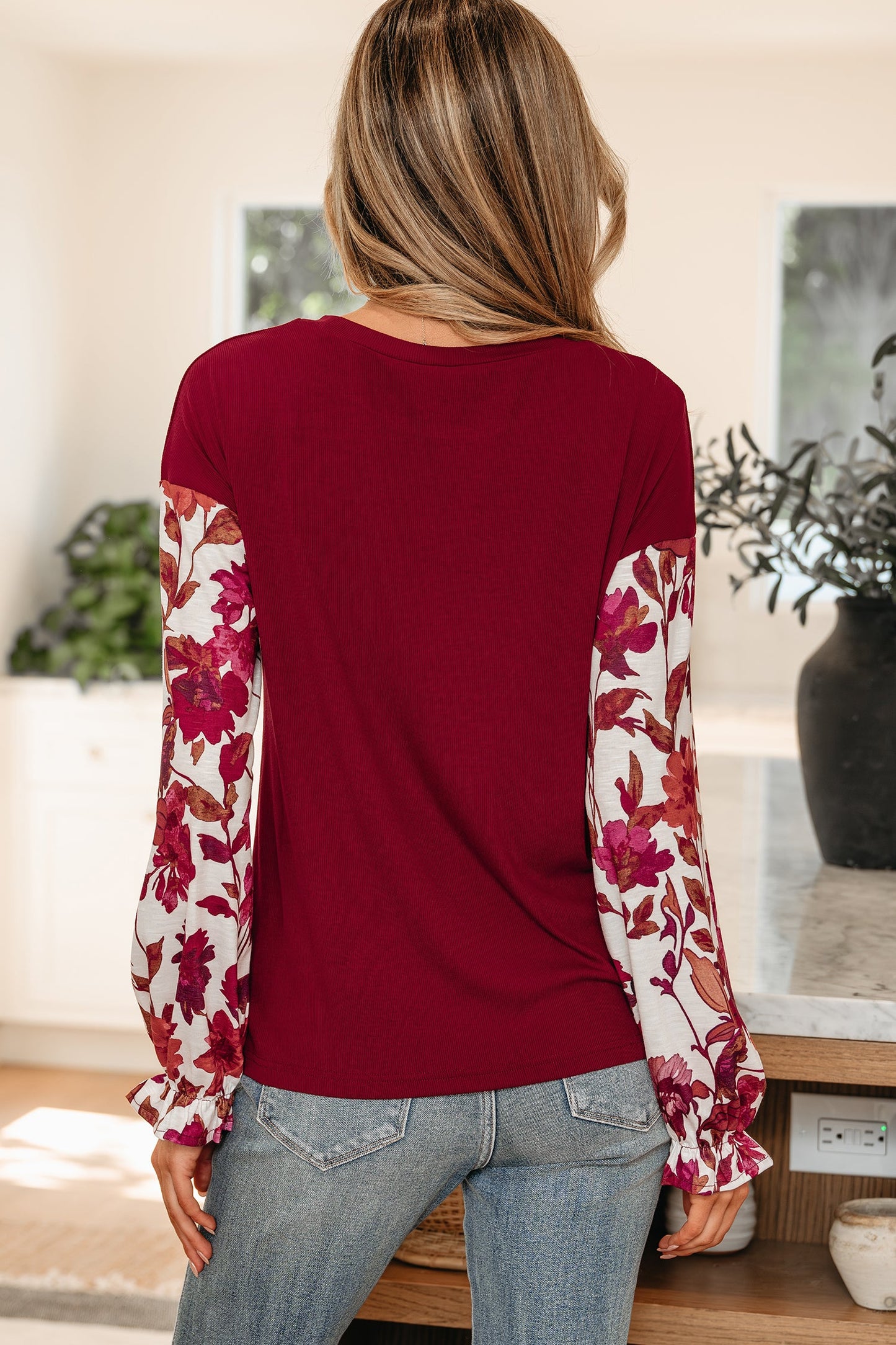 Floral Patchwork Long Sleeve Top