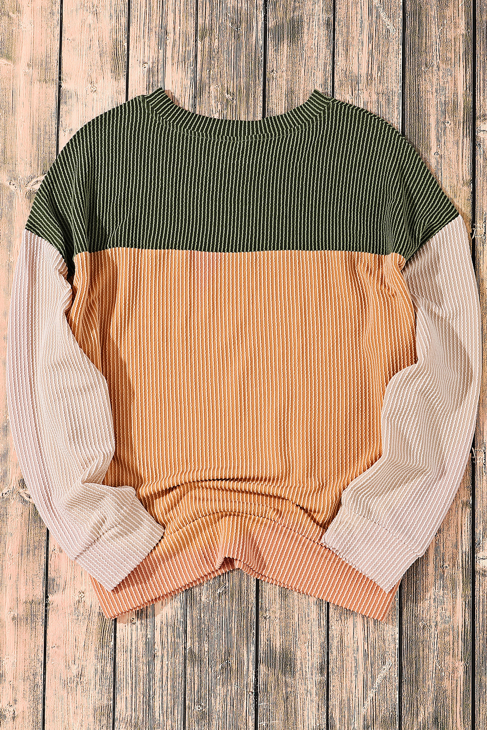 Colorblock Ribbed Long Sleeve Top
