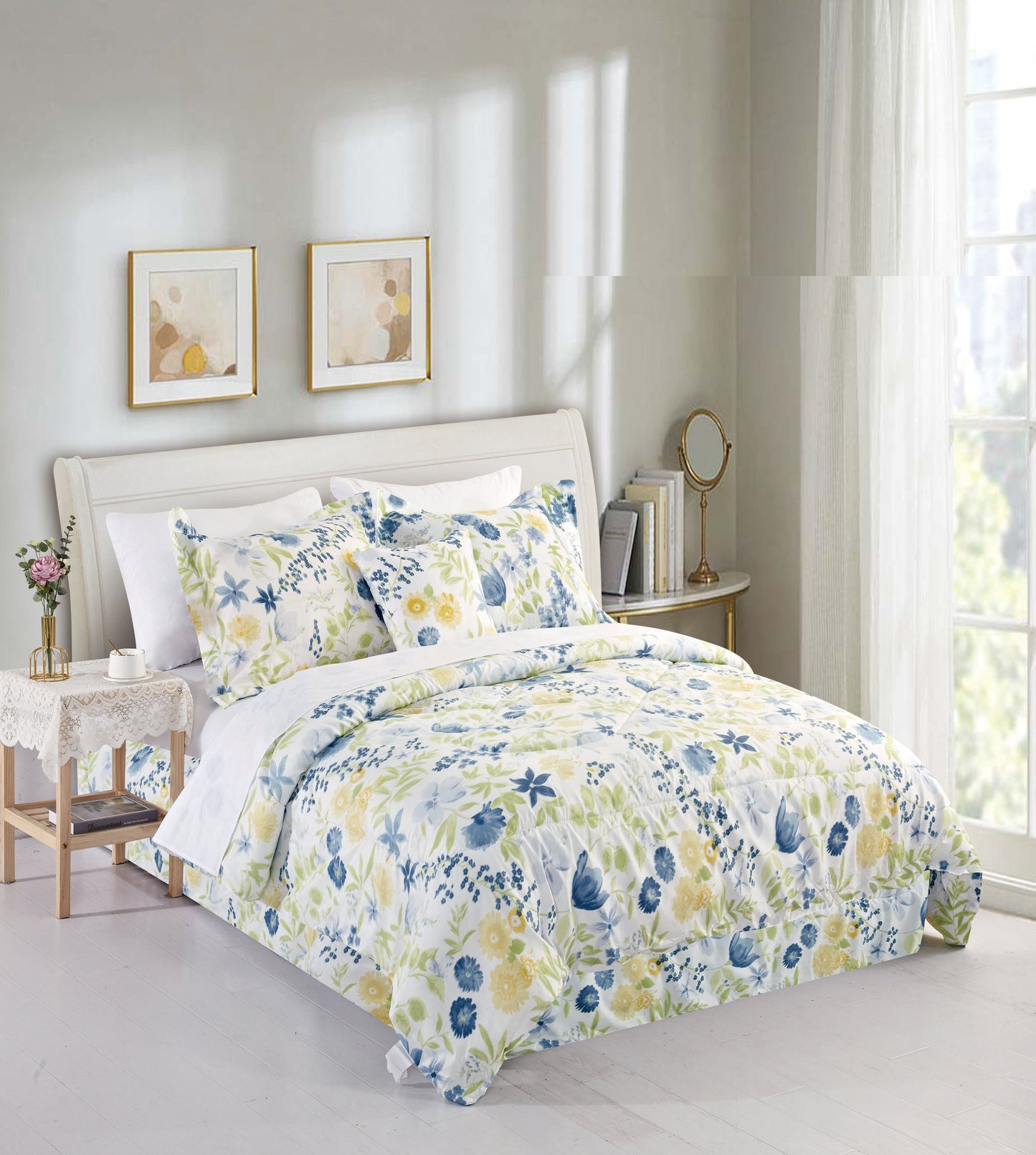 Bibb Home 5 Piece Comforter Set with Decorative Pillows