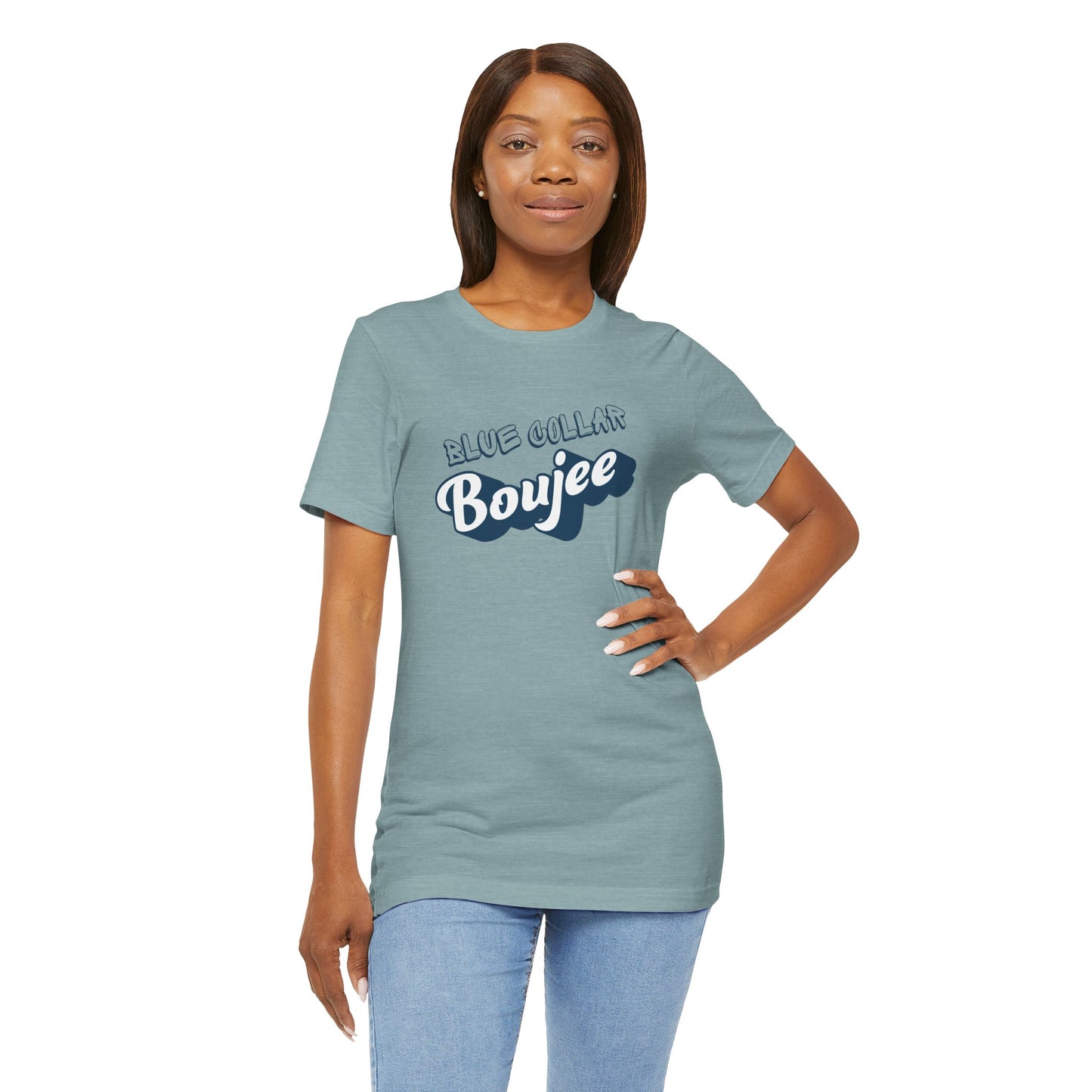 Boujee Blue Collar Unisex Tee, Trendy Graphic Shirt, Casual Wear, Gift for Him/Her, Fun Attire for Themed Parties