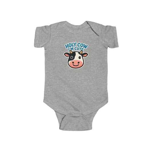 Cute Cow Baby Bodysuit, Holy Cow I'm Cute Infant Outfit, Baby Shower Gift, Animal Lover Apparel, Adorable Baby Clothes