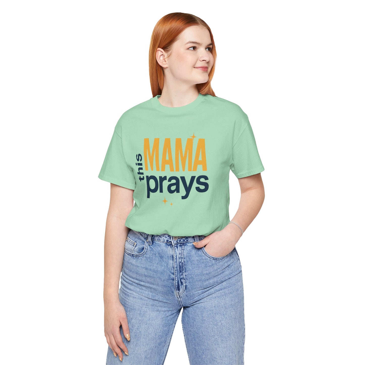 This Mama Prays Tee | Unisex Jersey Short Sleeve T-Shirt, Faith Gift, Mom Life Shirt, Inspirational Apparel, Christian Merchandise