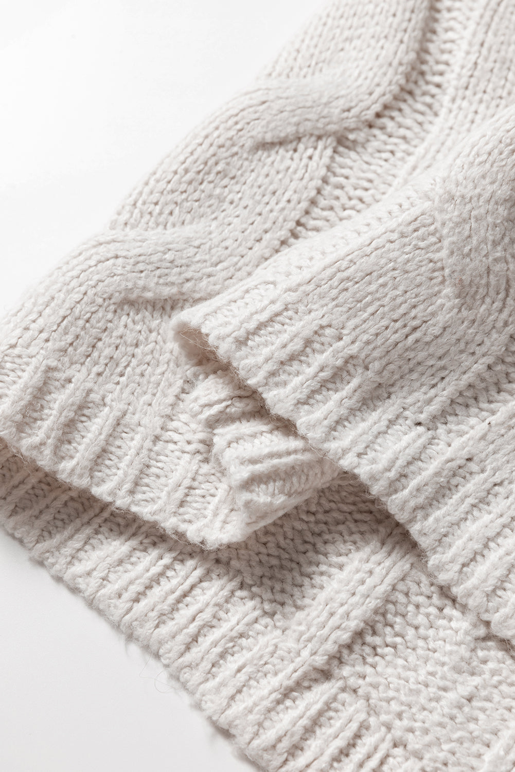 Colorblock Cable Knit Patchwork Tied Back Sweater