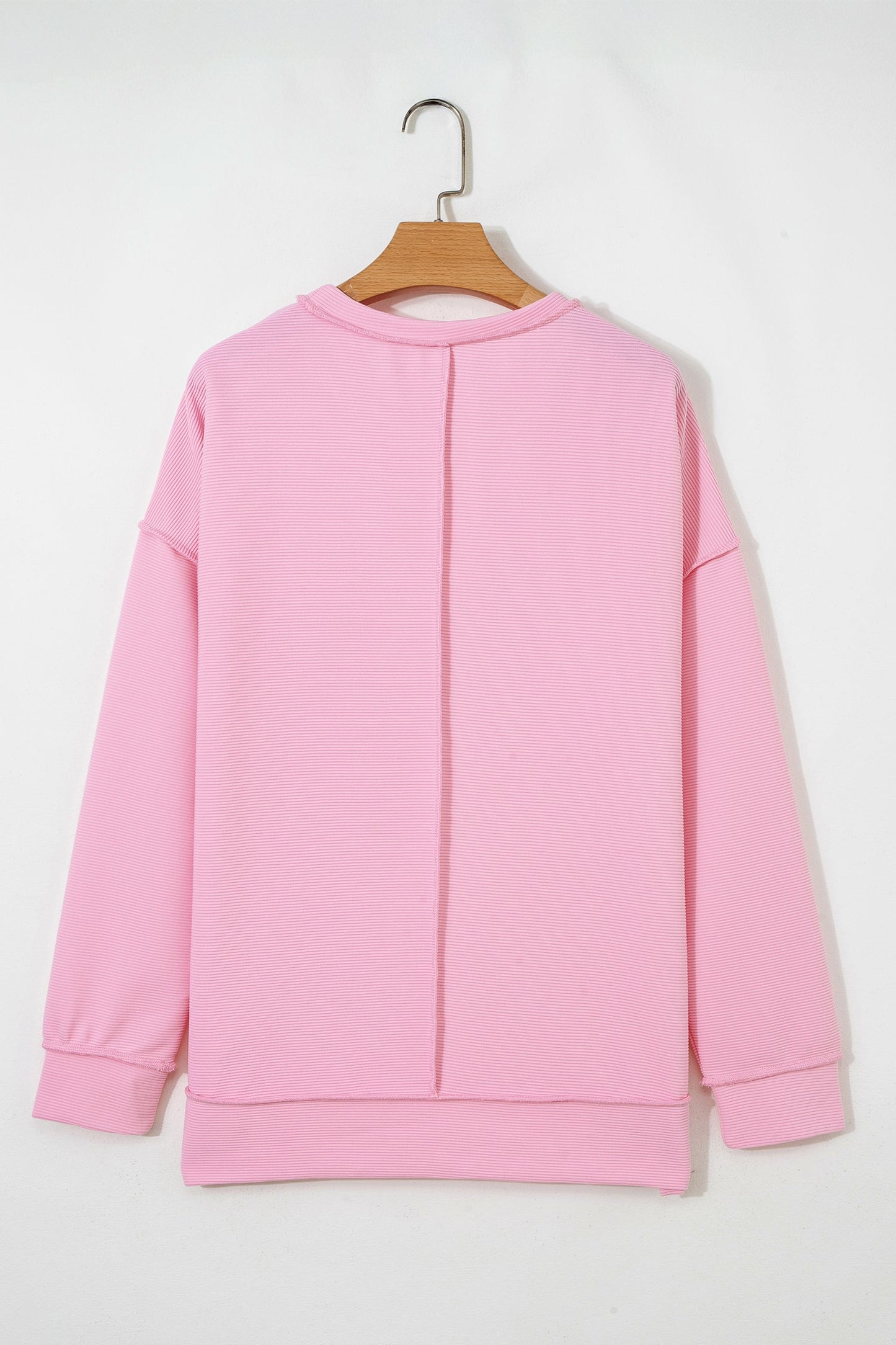 Ribbed Exposed Seam Drop Shoulder Pullover