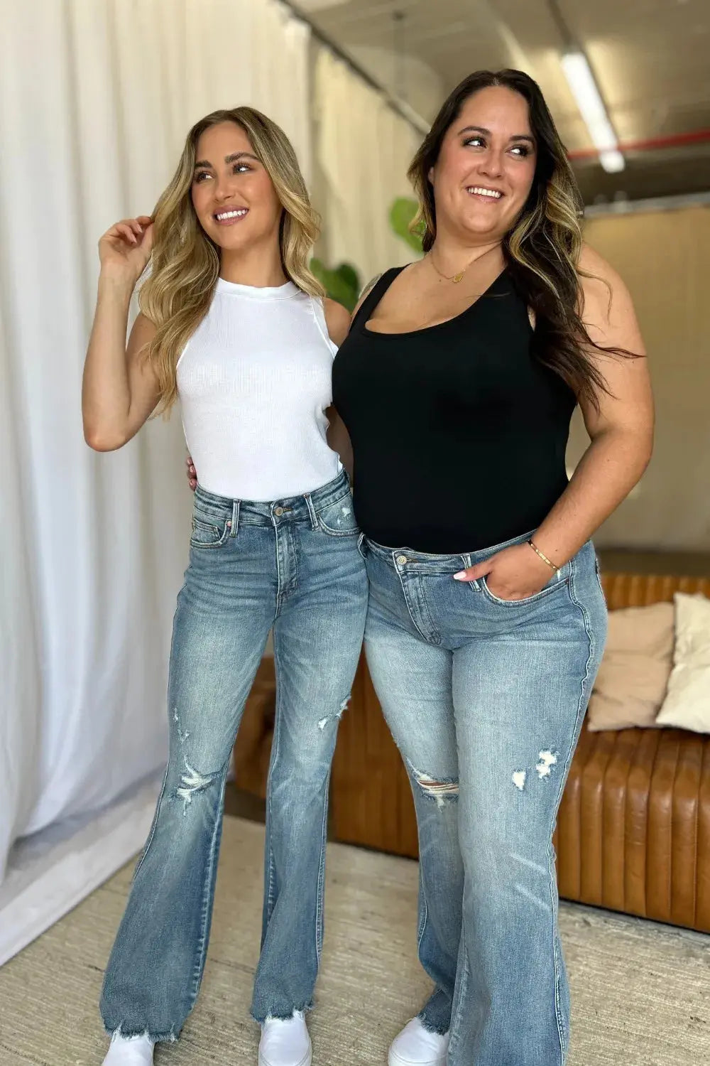 Plus Size Medium Rise Tummy Control Destroy Flare Judy Blue Jeans