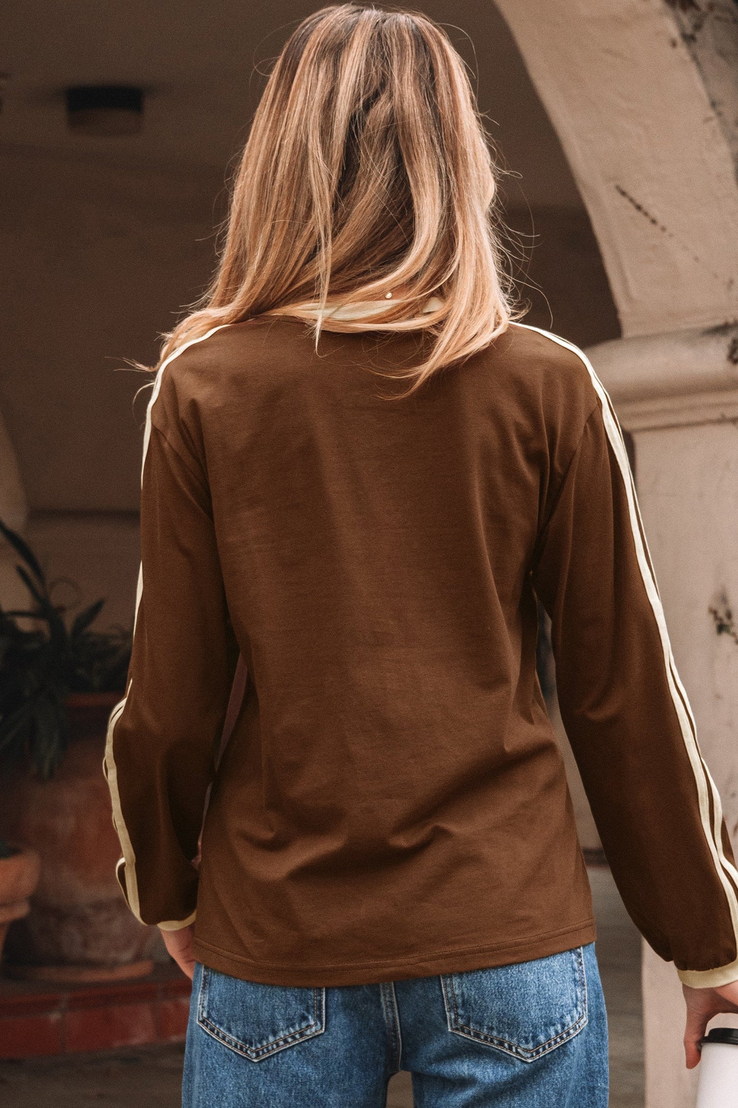 Varsity Stripe Crew Neck Long Sleeve Top