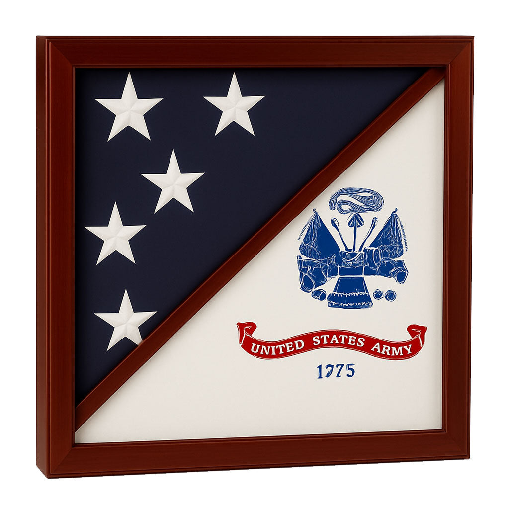 2 Flags Display Case - Army Flag and American Flag