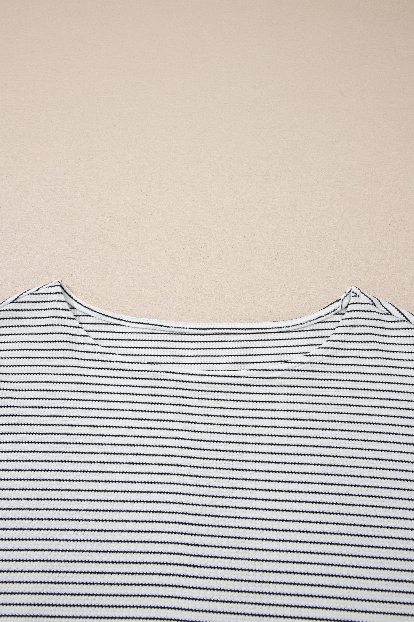 Stripe Contrast Ruffle Trim Long Sleeve Top
