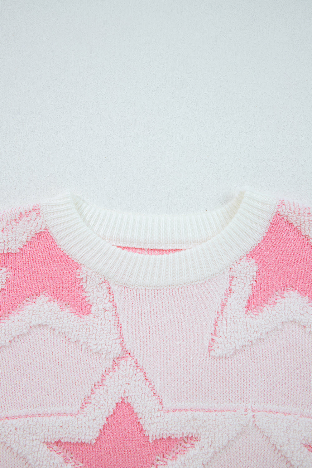 Star Ribbed Trim Drop Shoulder Oversized Sweater