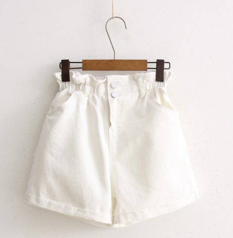Japanese Style Minimalist High-Waisted Wide-Leg Denim Shorts
