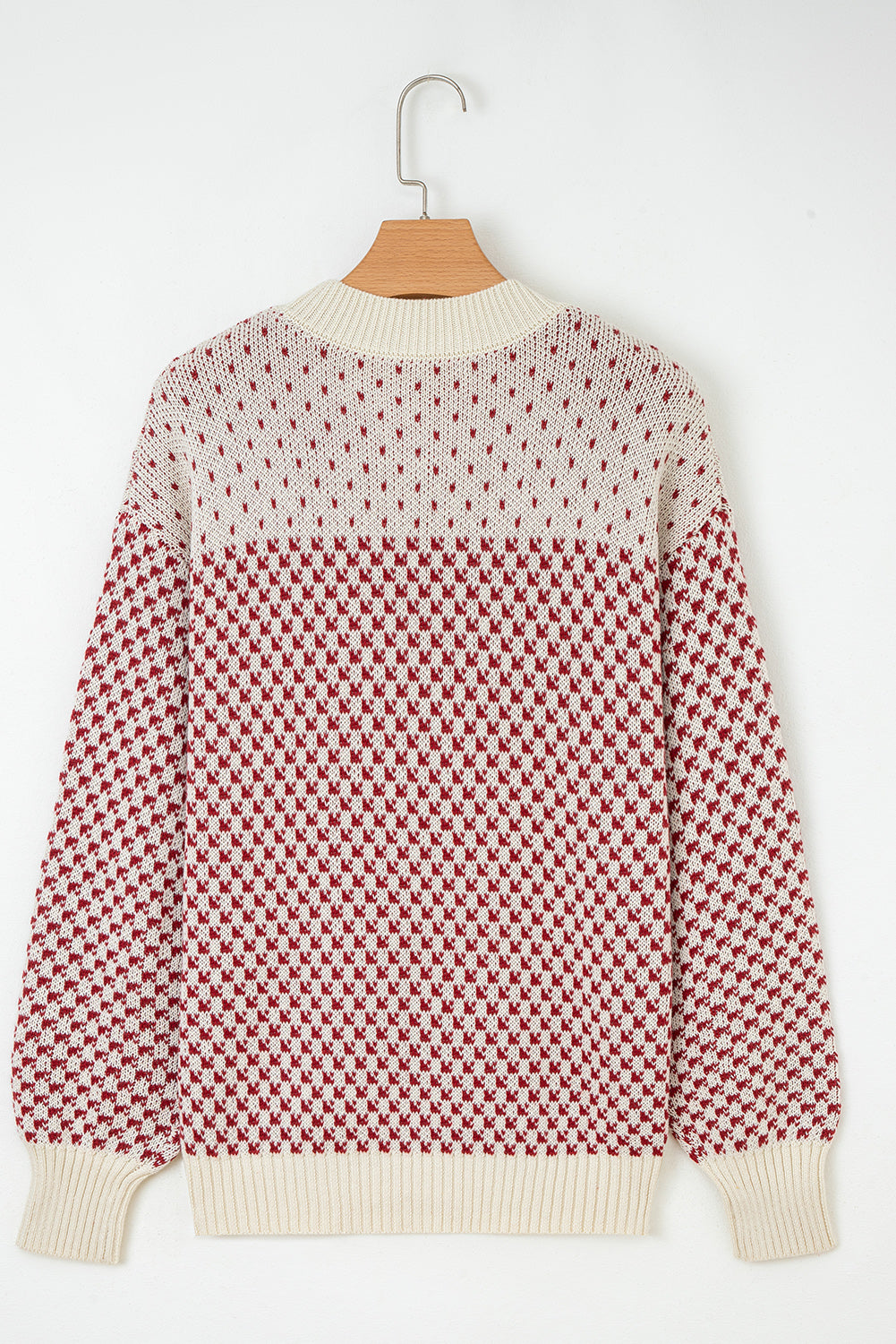 Dotted Colorblock Lantern Sleeve Sweater