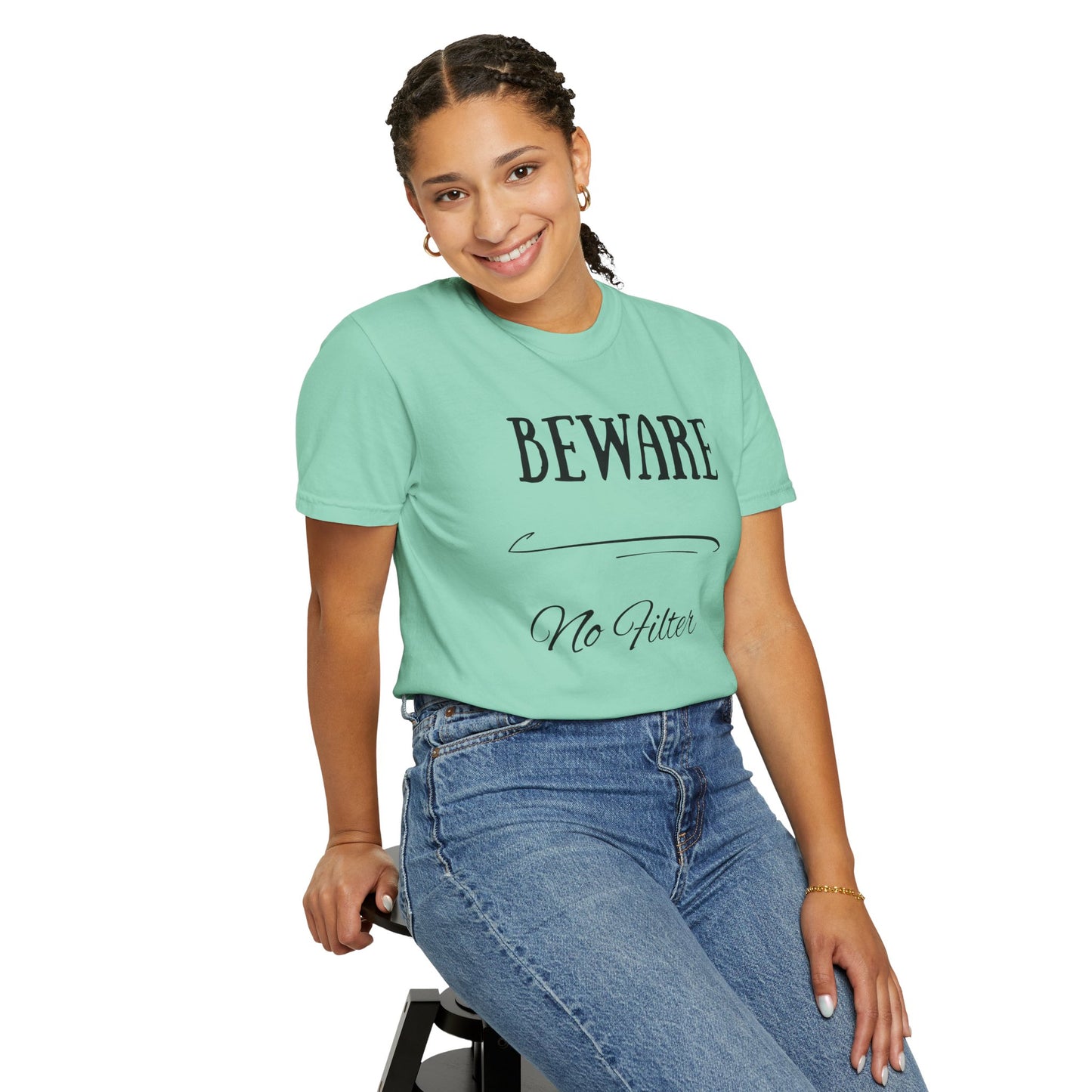 Unisex Graphic Tee - "Beware No Filter" T-shirt, Casual Wear, Gift Idea, Everyday Style, Statement Shirt