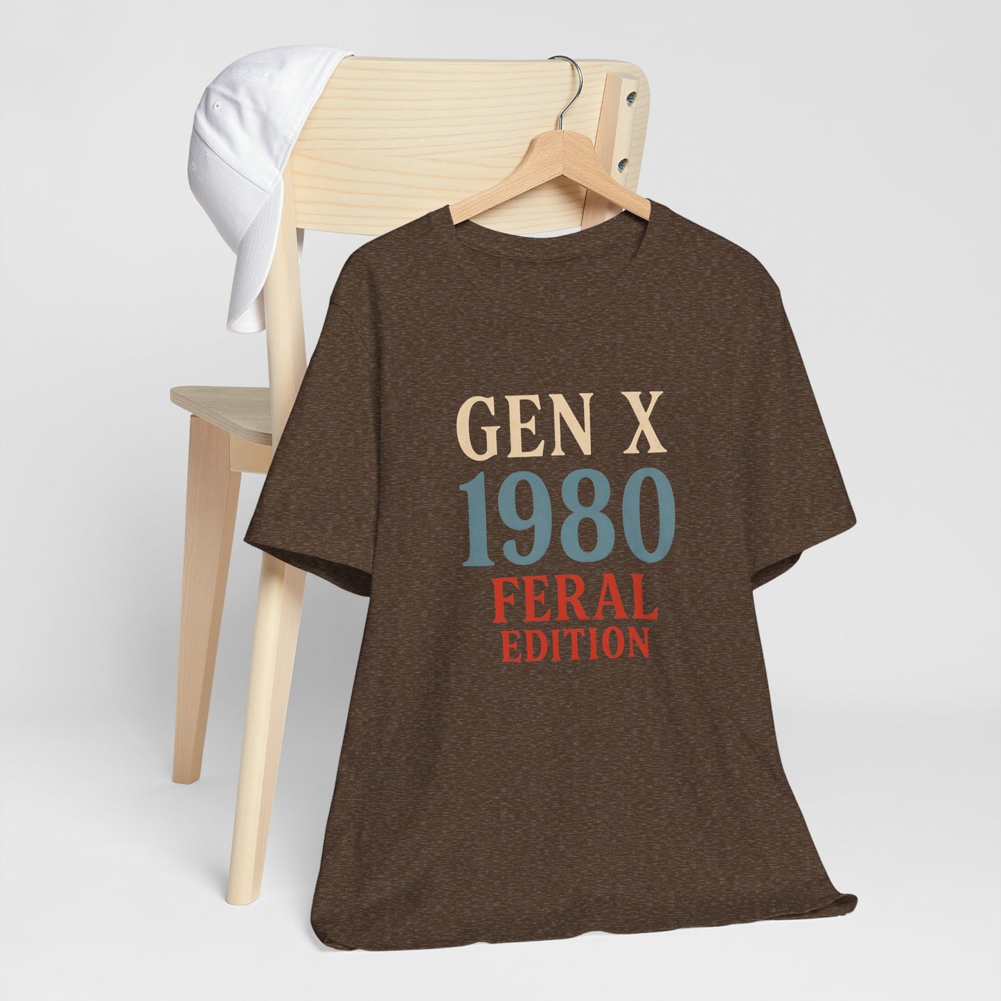 GEN X 1980 Feral Edition Tee | Unisex Jersey Short Sleeve T-Shirt, Vintage Fashion, Fun Gift, Retro Style, Casual Wear, Nostalgic Apparel