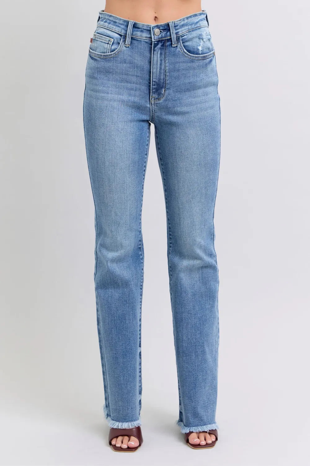 Raw Hem High Rise Bootcut Judy Blue Jeans – Full Size Fit