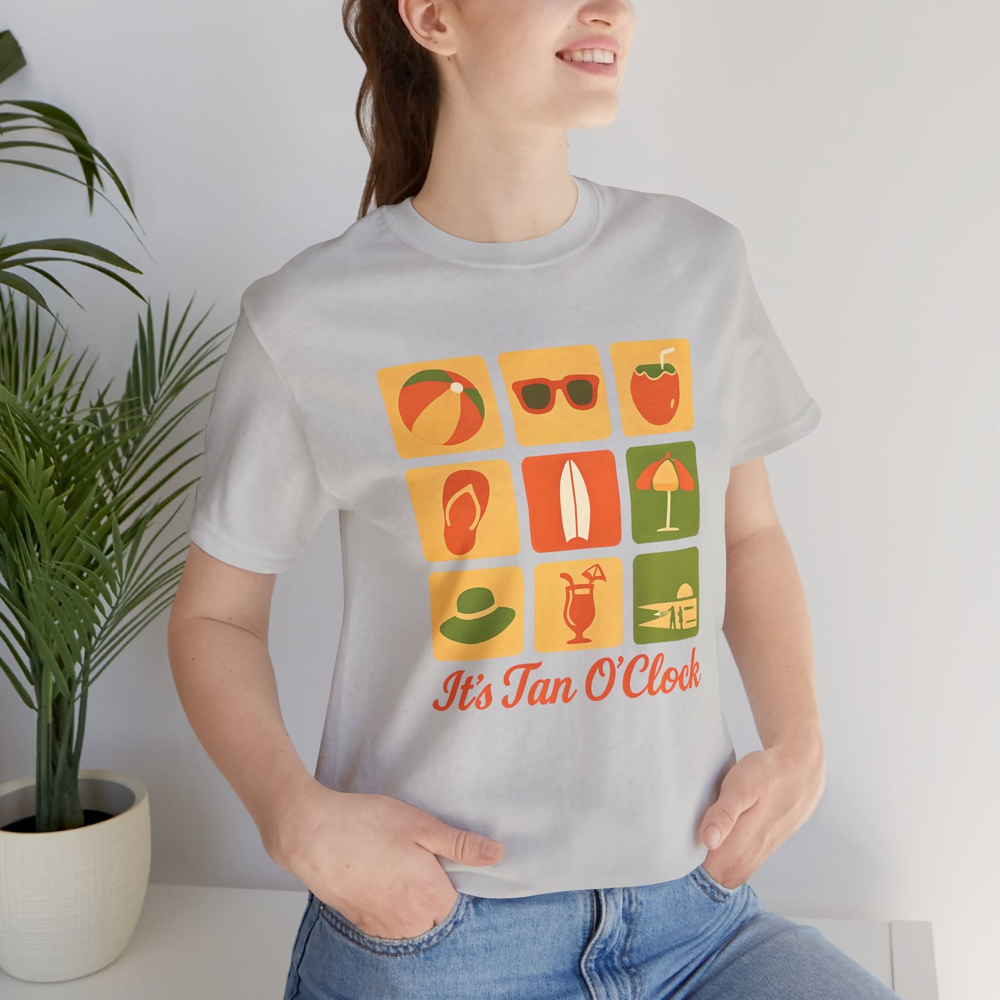 Summer Vibes Tee - It's Tan O'Clock, Unisex Beach Shirt, Vacation Outfit, Gift for Sun Lovers, Casual Summer Wear, Summer Holiday Apparel