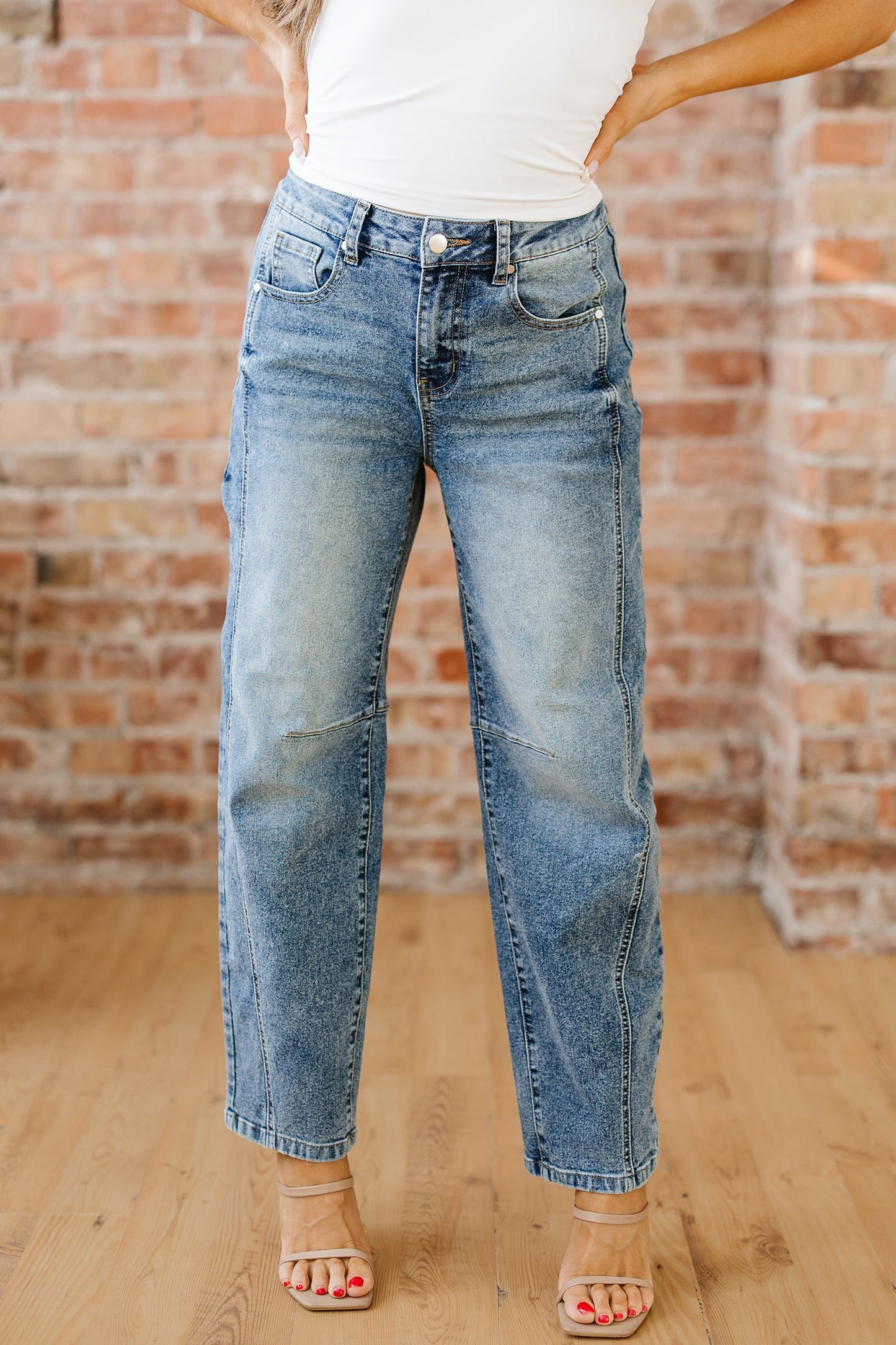 Denim Vintage Washed Seam Shift Jeans