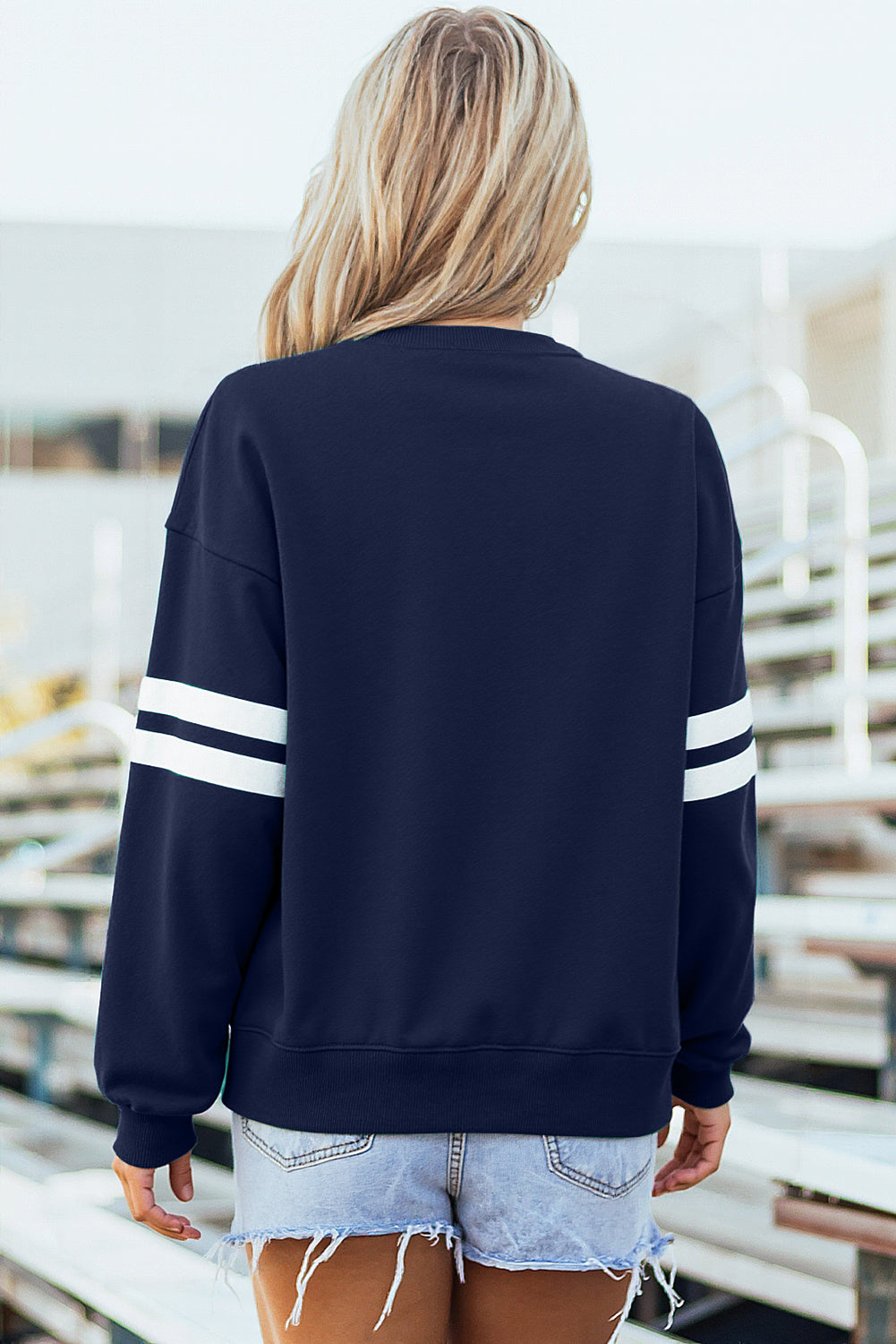 Varsity Stripe Drop Shoulder Oversized Sweatshirt