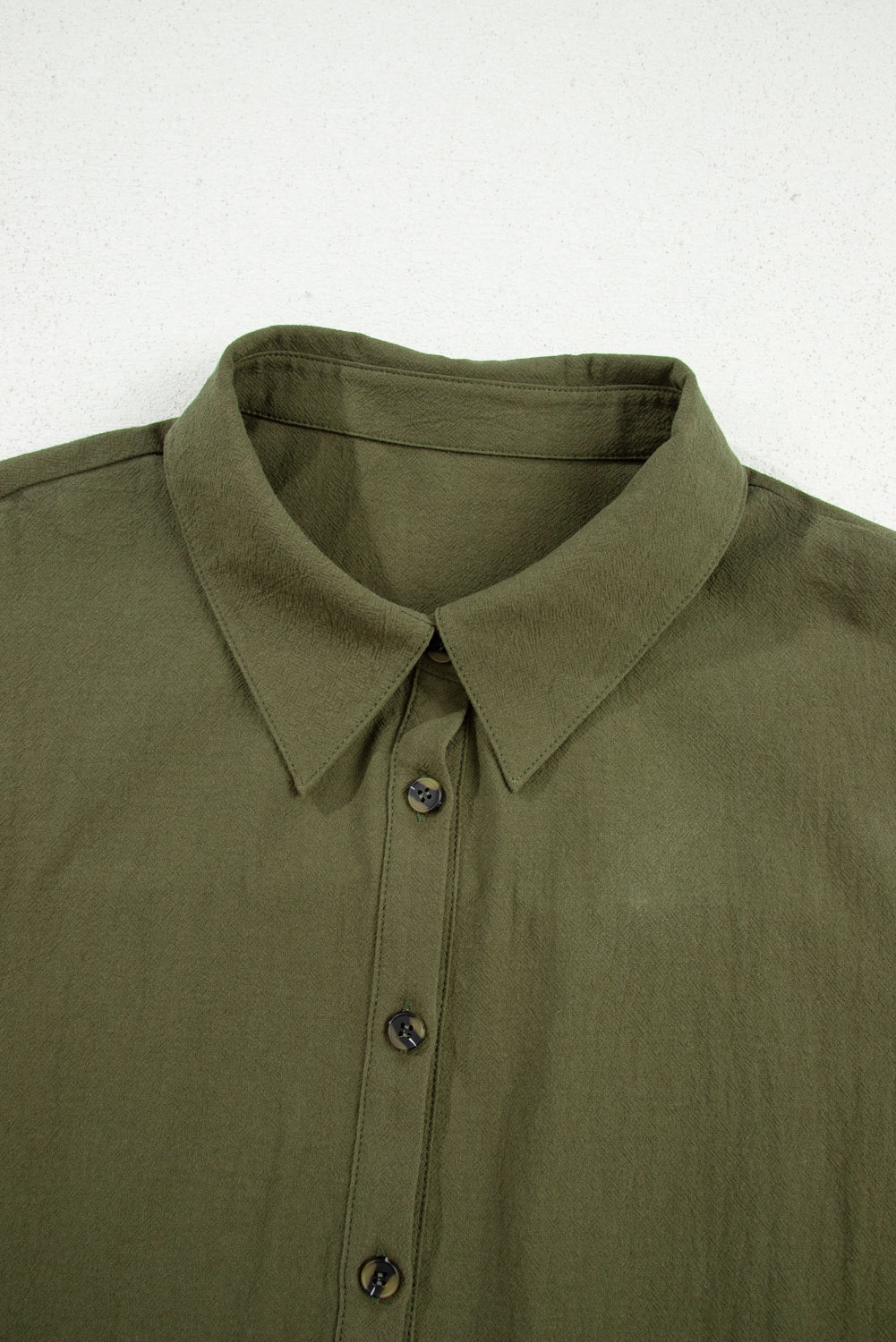 Plus Size Collared Half-Button Ruffle Hem Mini Dress