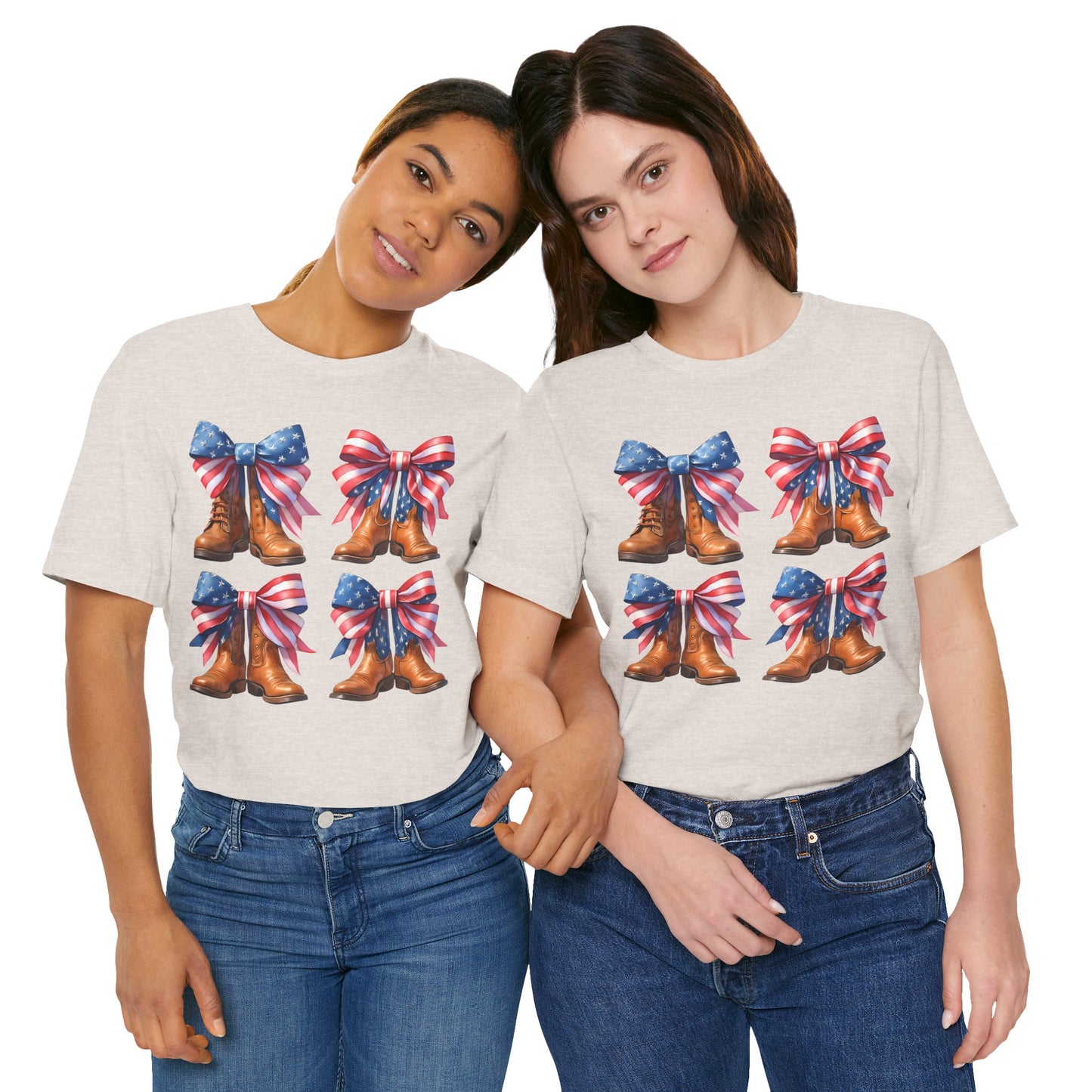 T-Shirt American Cowboy Boot with American Flags Patriotic Tee