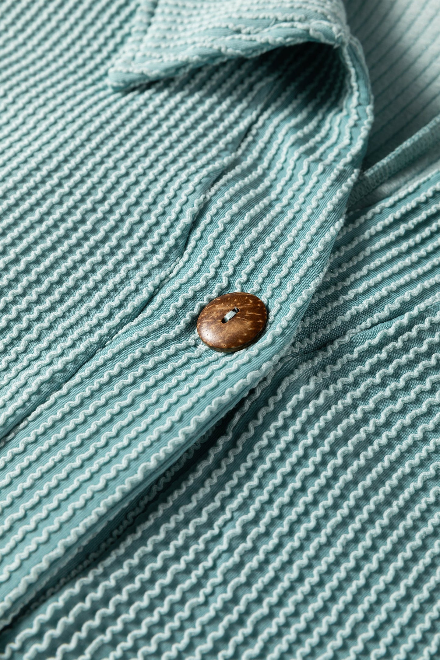 Corded Knit Roll-Up Sleeve Collared Henley Top