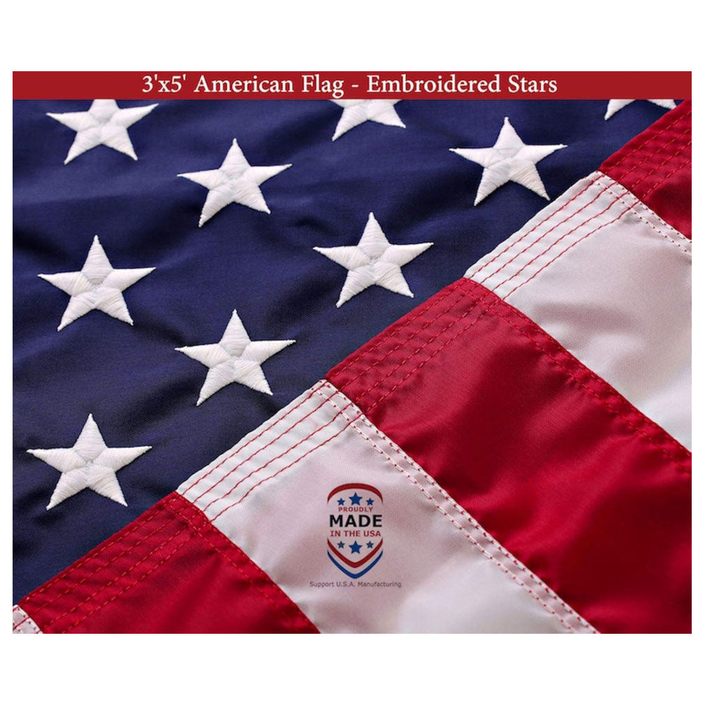 American Flag | American Flags for Outside 3'x5' |100% Made in USA Flag - Premium US Flag 3X5 Heavy Duty Outdoor with Embroidered Stars and Sewn Stripes.
