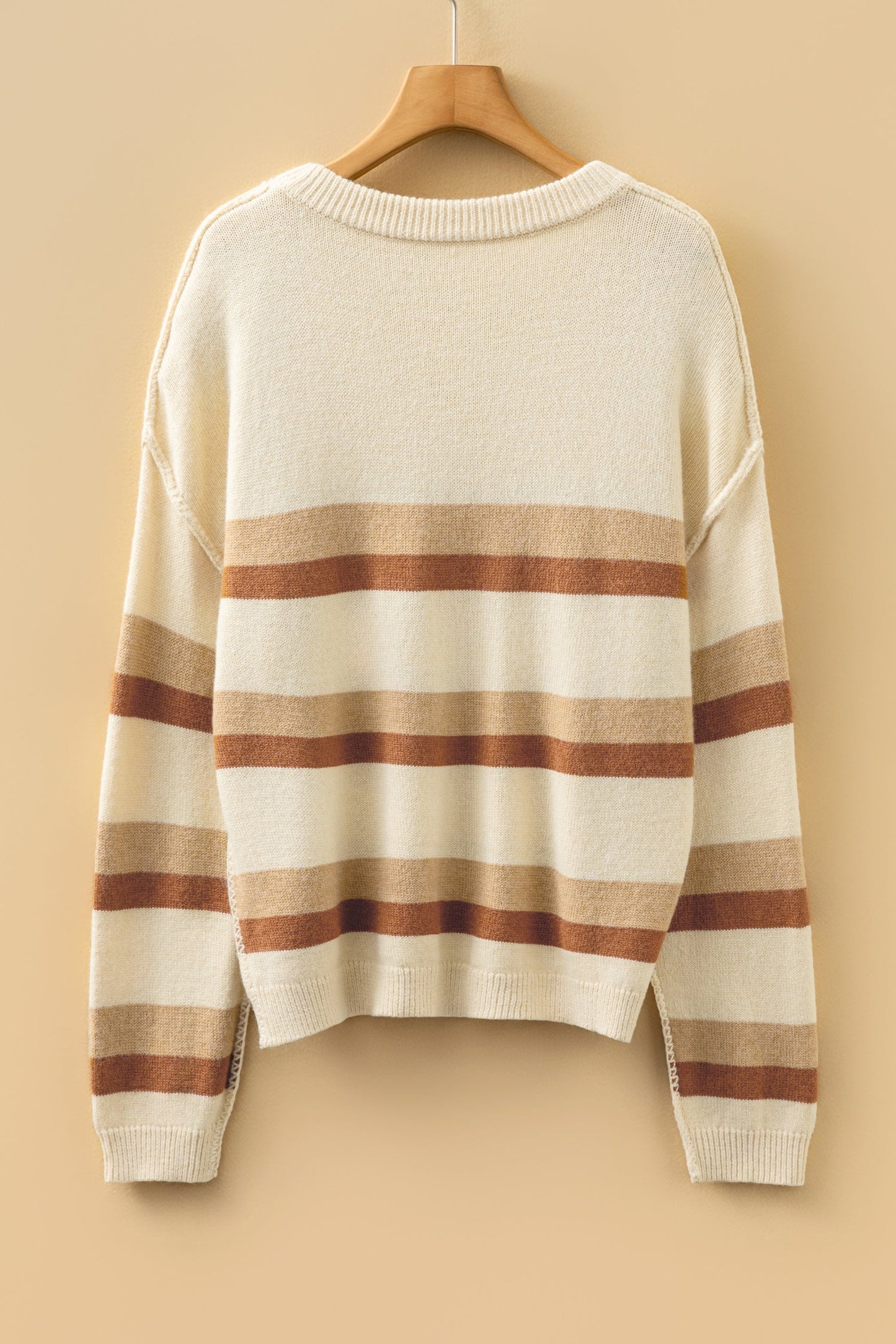 Stripe Reverse Seam Drop Shoulder Baggy Sweater