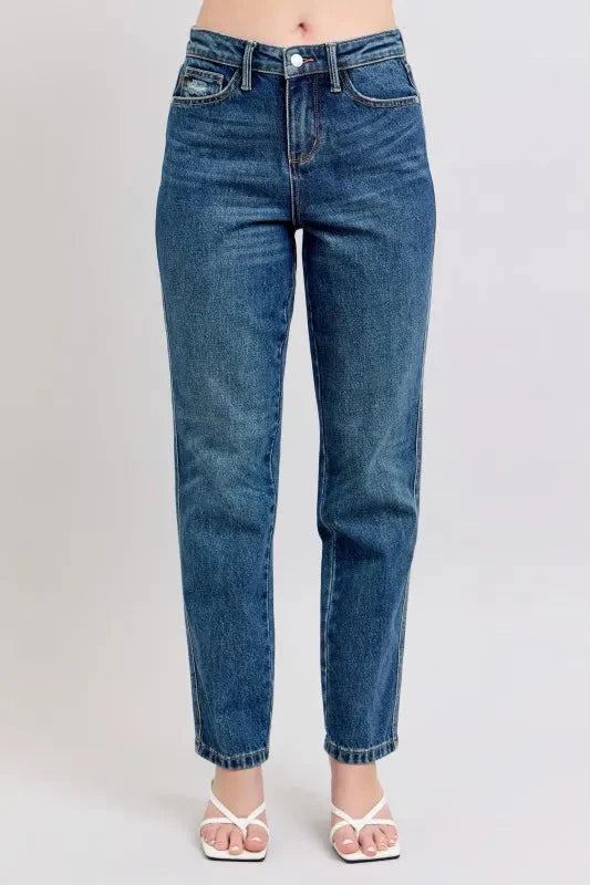 Judy Blue Jeans - Full Size High Waisted Rigid Magic Non-destroy Straight Leg