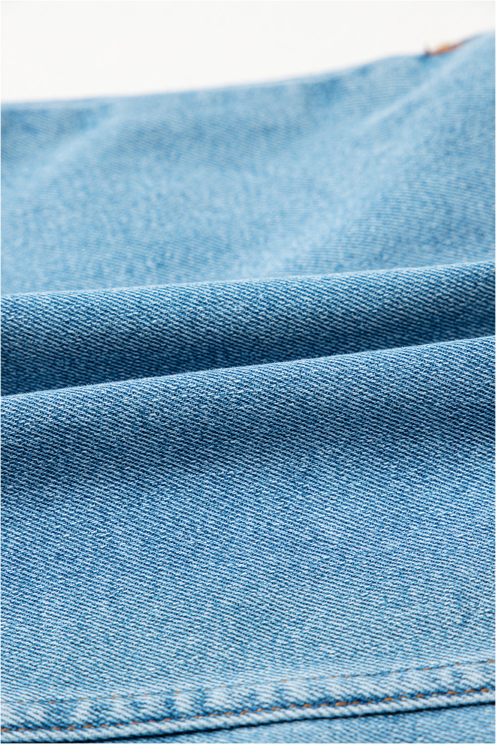 Acid Wash Denim Bow Pocket High Waist Skirt