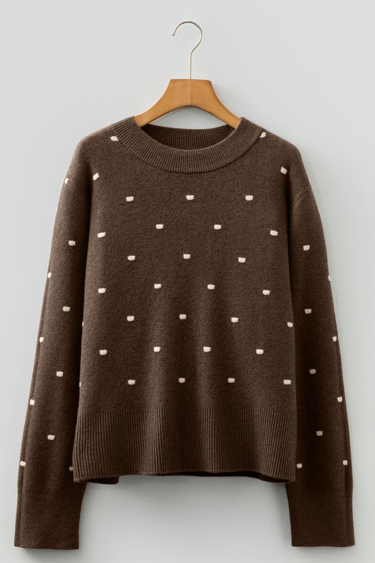 Dotted Ribbed Edge Crewneck Sweater