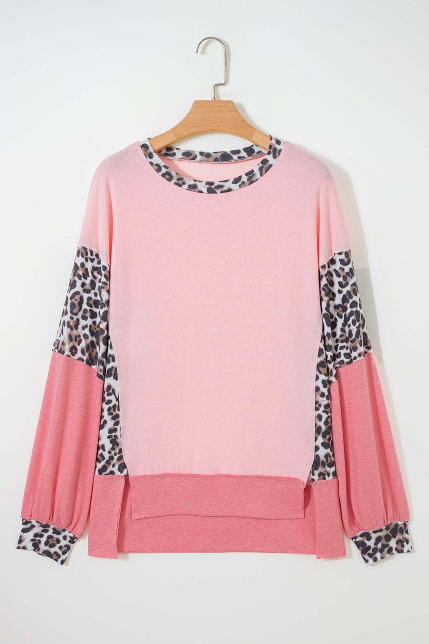 Leopard Patchwork Dolman Sleeve Sweatshirt