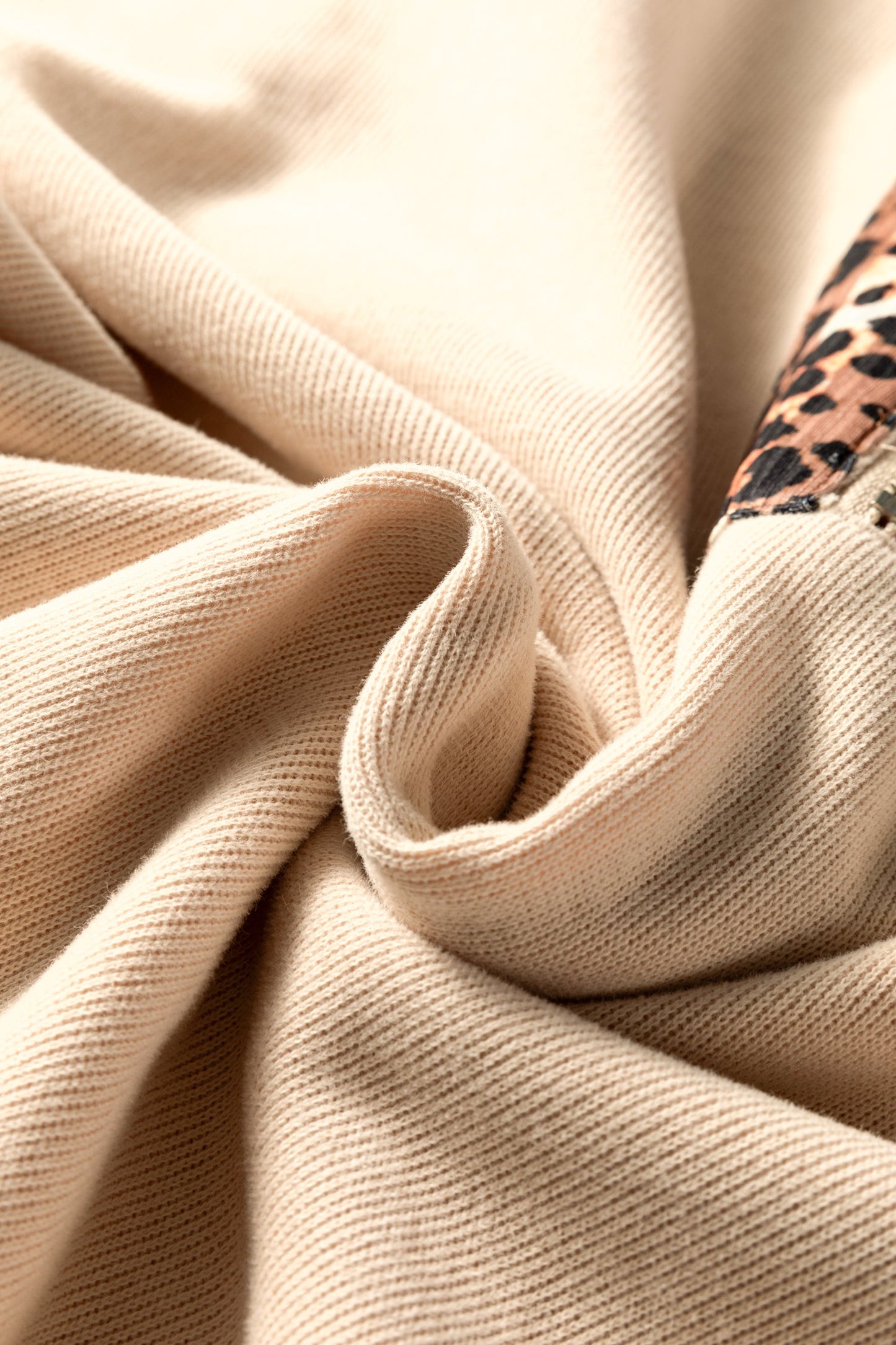 Leopard Trim Half-Zip Top and Shorts Set