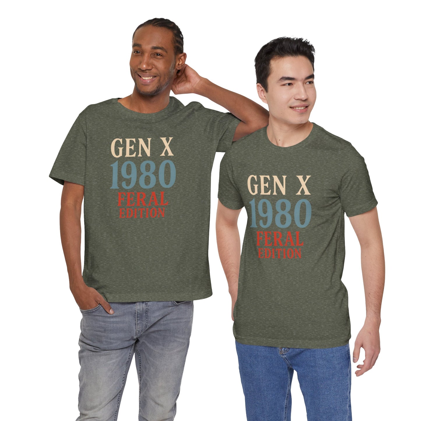 GEN X 1980 Feral Edition Tee | Unisex Jersey Short Sleeve T-Shirt, Vintage Fashion, Fun Gift, Retro Style, Casual Wear, Nostalgic Apparel