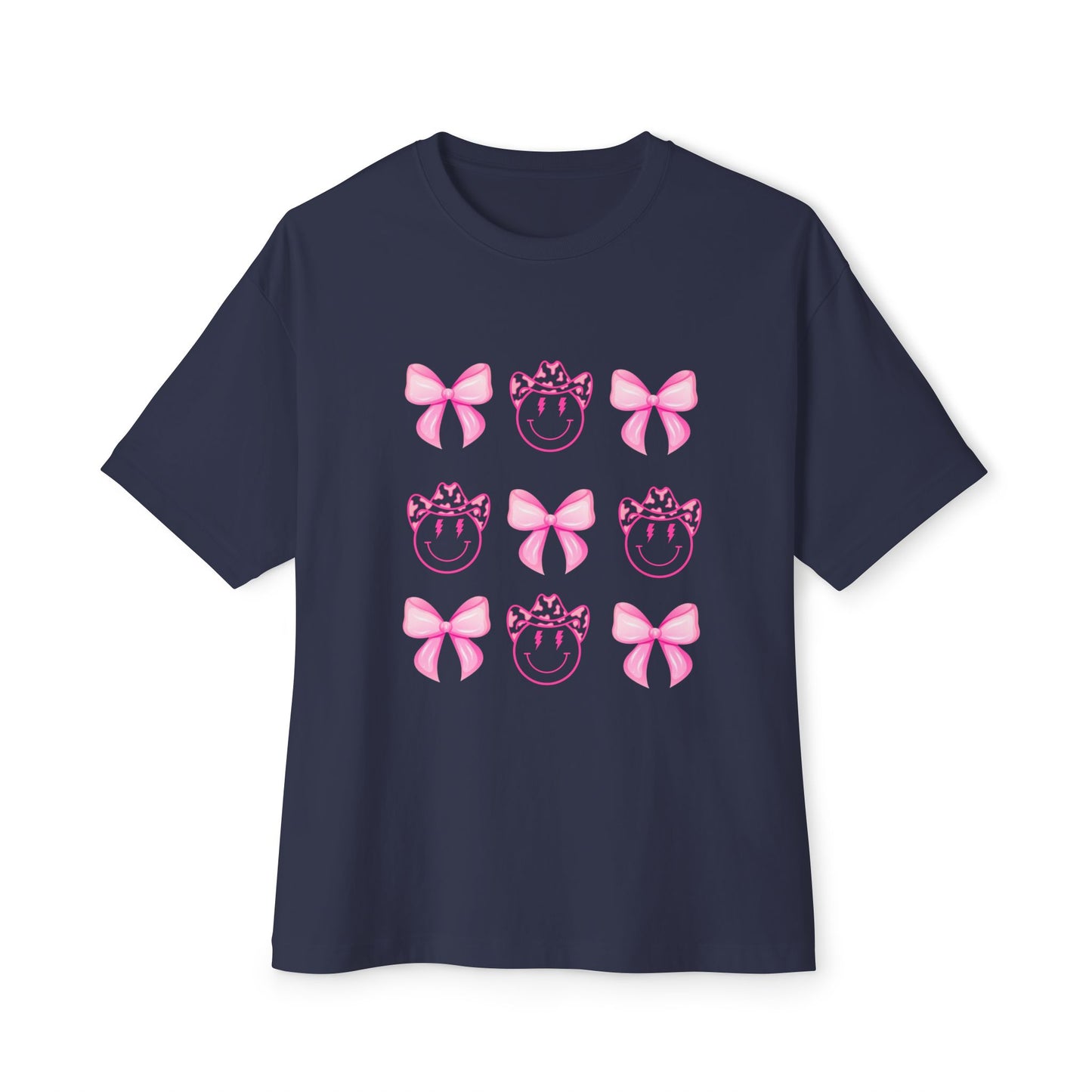 Oversized Tee Smiley Cowboy and Bow Shirt
