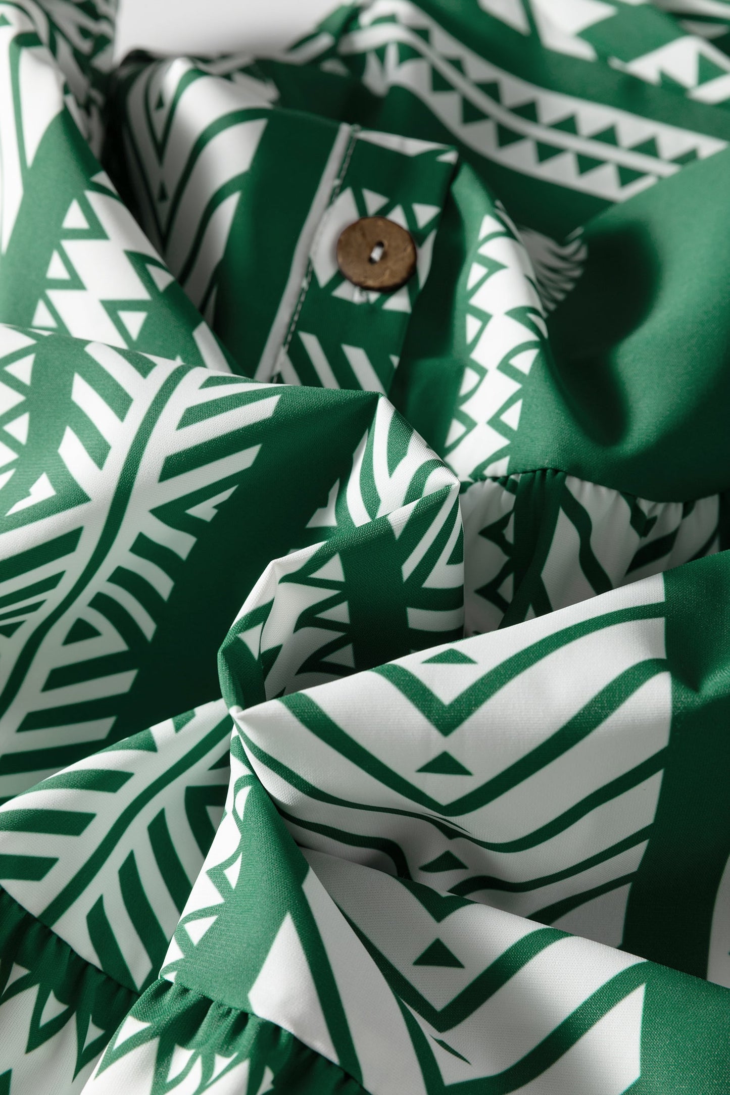 Boho Geometric Stripe Half Buttoned Dress