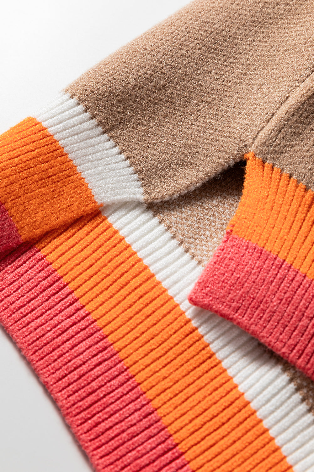 Flower Colorblock Contrast Stripe Baggy Sweater