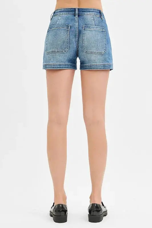 RISEN Jeans - Low Rise Patched Pocket Shorts