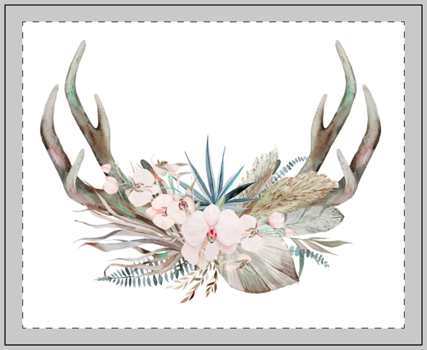 Rustic Floral Antler Glass Candle - Home Decor, Gift for Her, Boho Style Candle, Eco-Friendly, Relaxing Ambiance