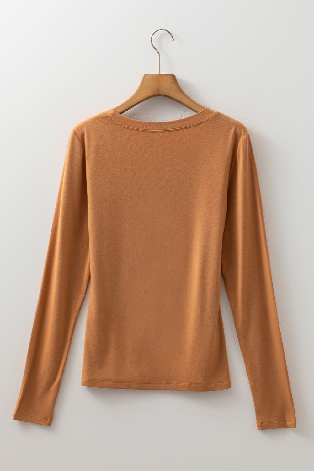 Solid Scoop Neck Long Sleeve Top