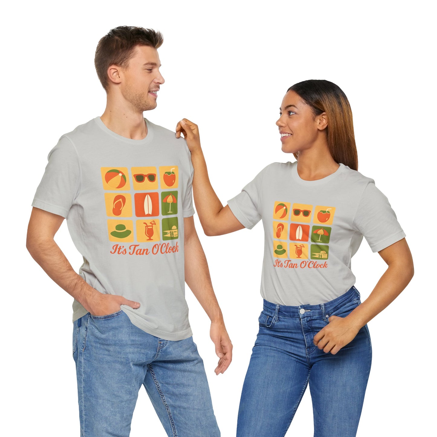 Summer Vibes Tee - It's Tan O'Clock, Unisex Beach Shirt, Vacation Outfit, Gift for Sun Lovers, Casual Summer Wear, Summer Holiday Apparel