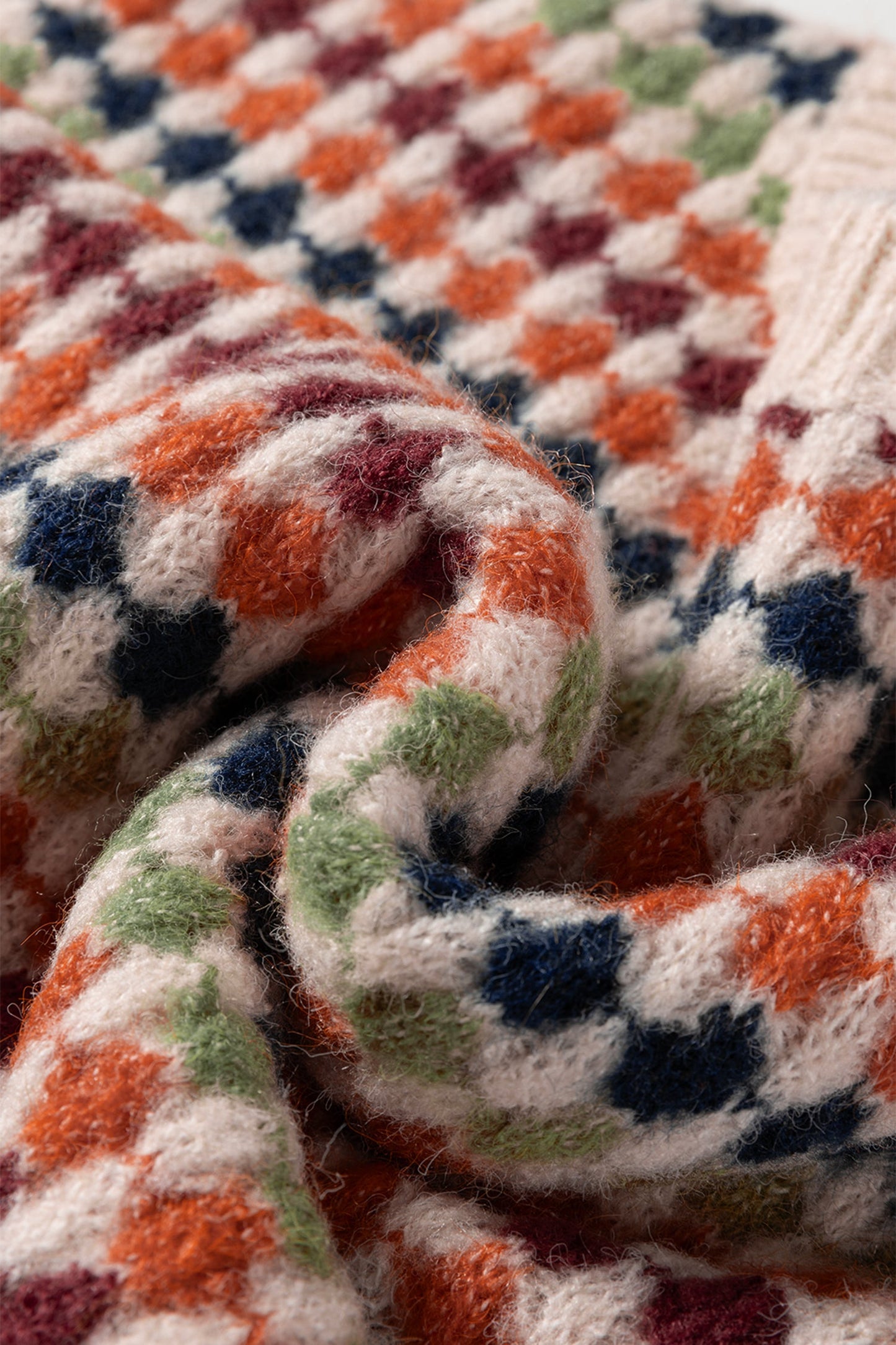 Multicolour Dotty Striped Pattern Knit Drop Shoulder Sweater