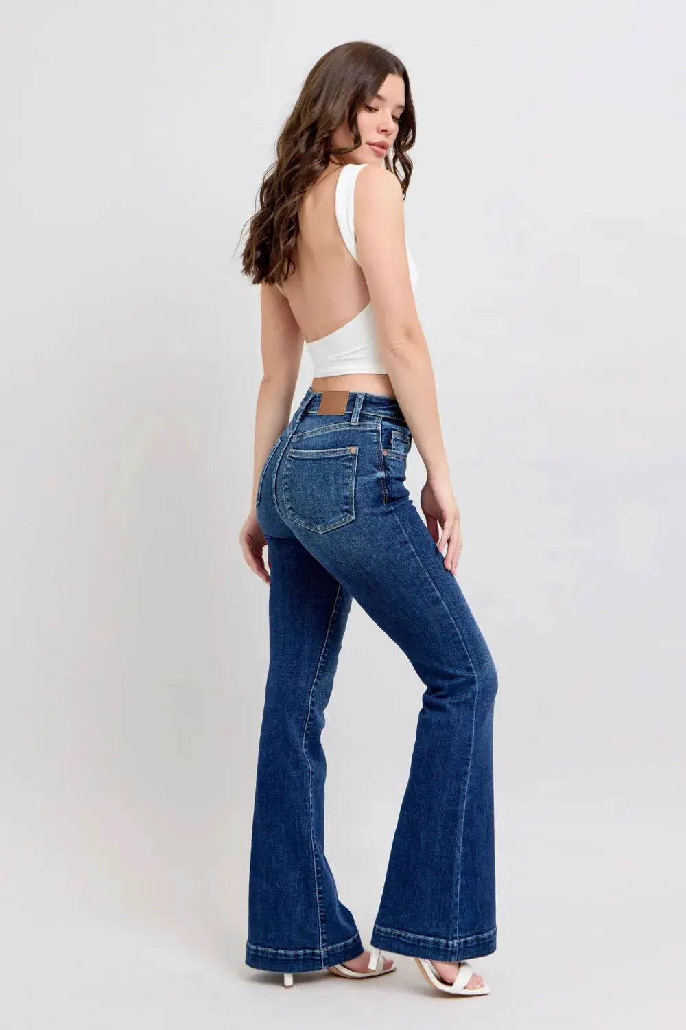Full Size High Rise Flare Judy Blue Jeans with Pockets