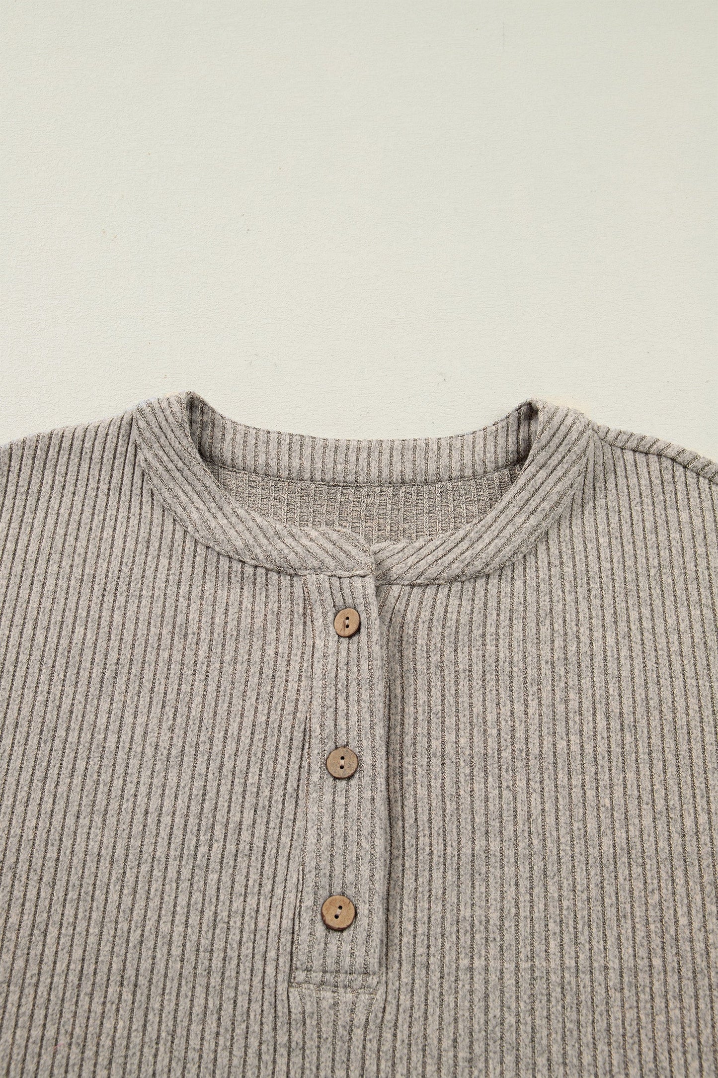 Plus Size Ribbed Knit Kangaroo Pocket Henley Top