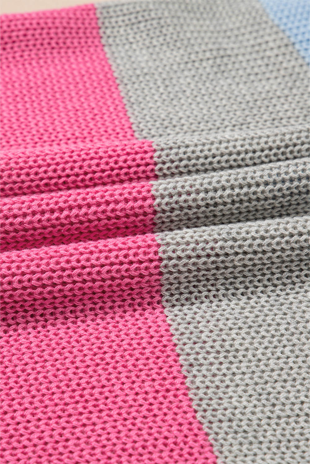 Stripe Colorblock V-Neck Sweater T-Shirt