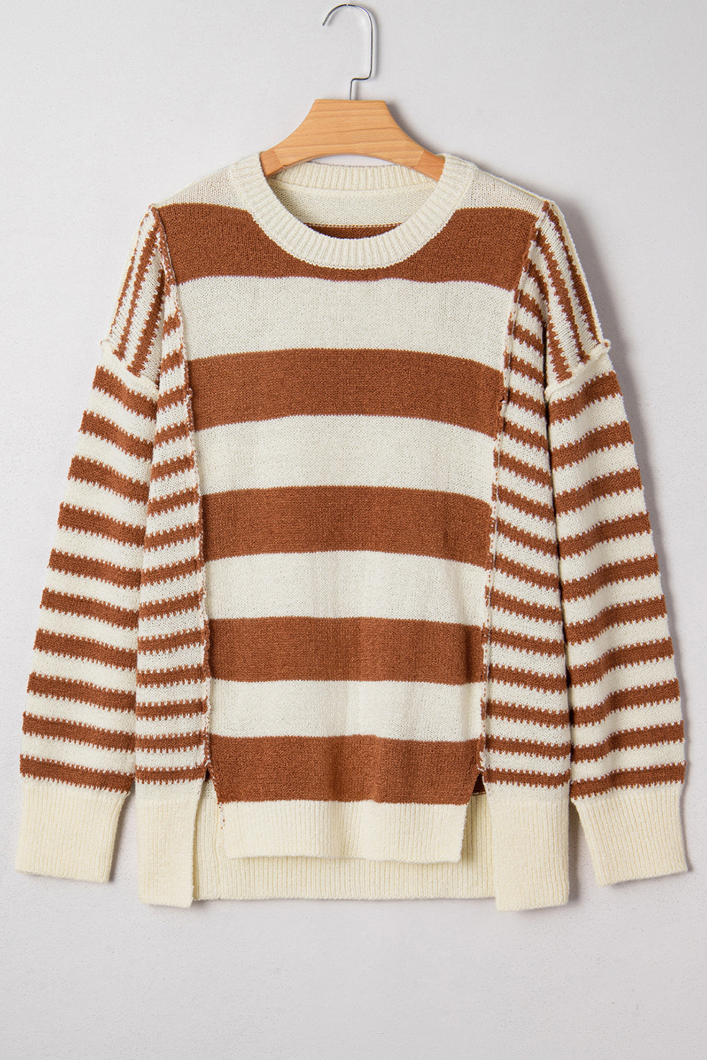 Stripe Patchwork Drop Shoulder Sleeve Sweater