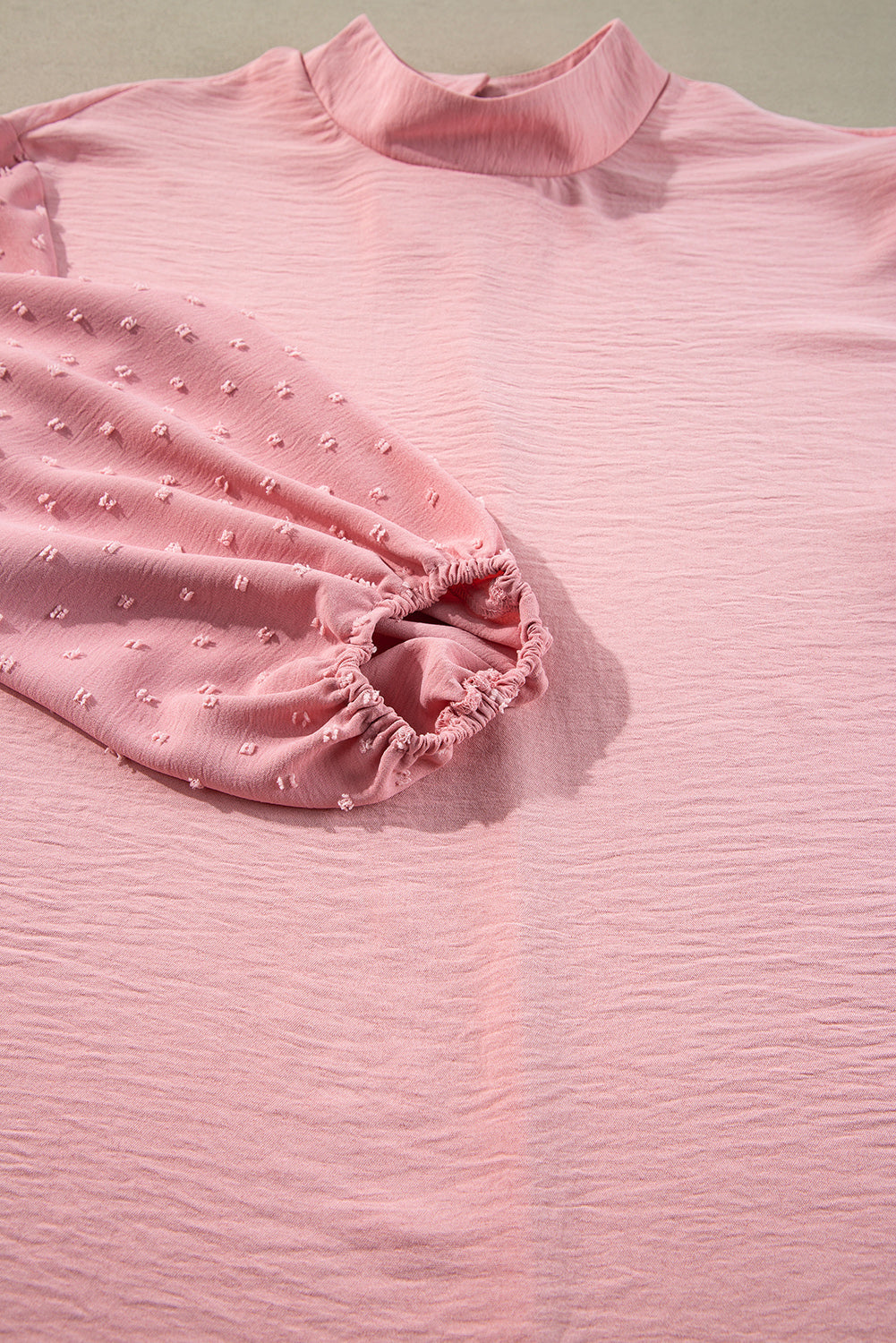 Solid Swiss Dot Balloon Sleeve Blouse