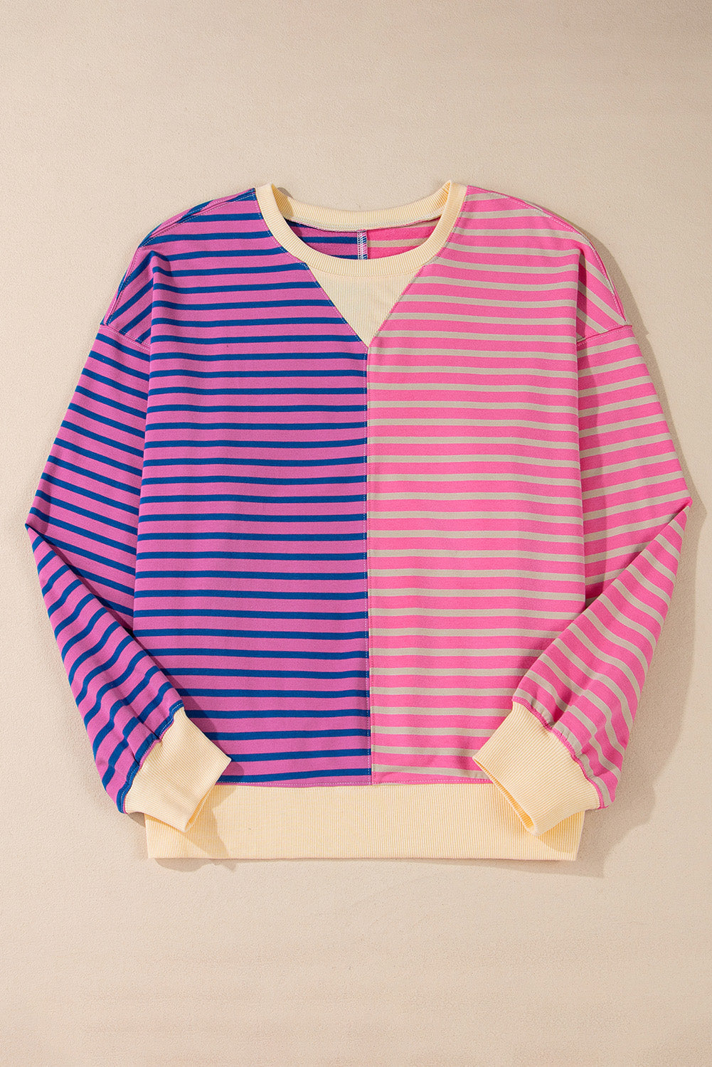 Stripe Colorblock Drop Shoulder Oversized Sweatshirt