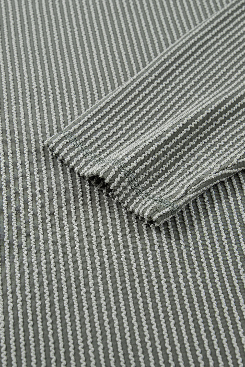 Solid Corded Knit Long Sleeve Top