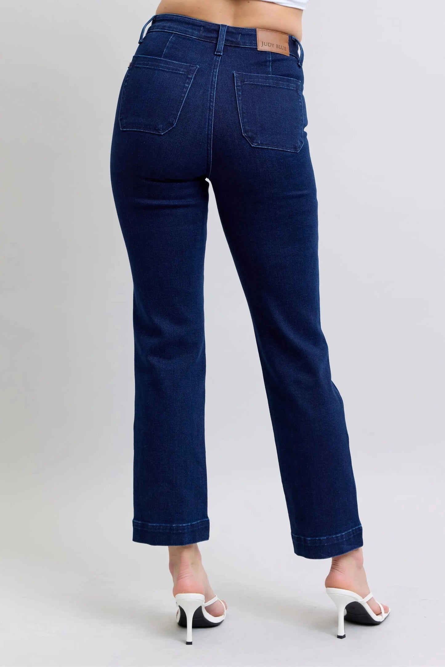 Full Size High Waist Workwear Patch Pocket Straight Leg Judy Blue Jeans