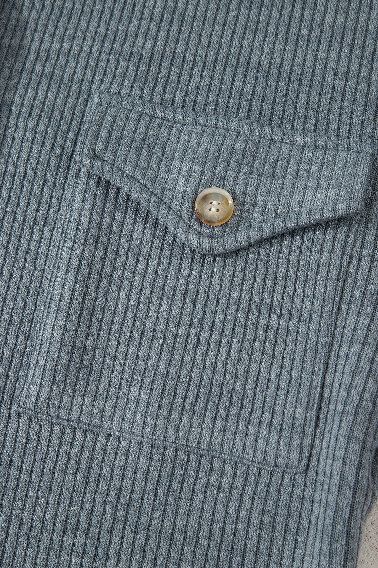 Ribbed Knit Flap Pocket Button-Up Shacket