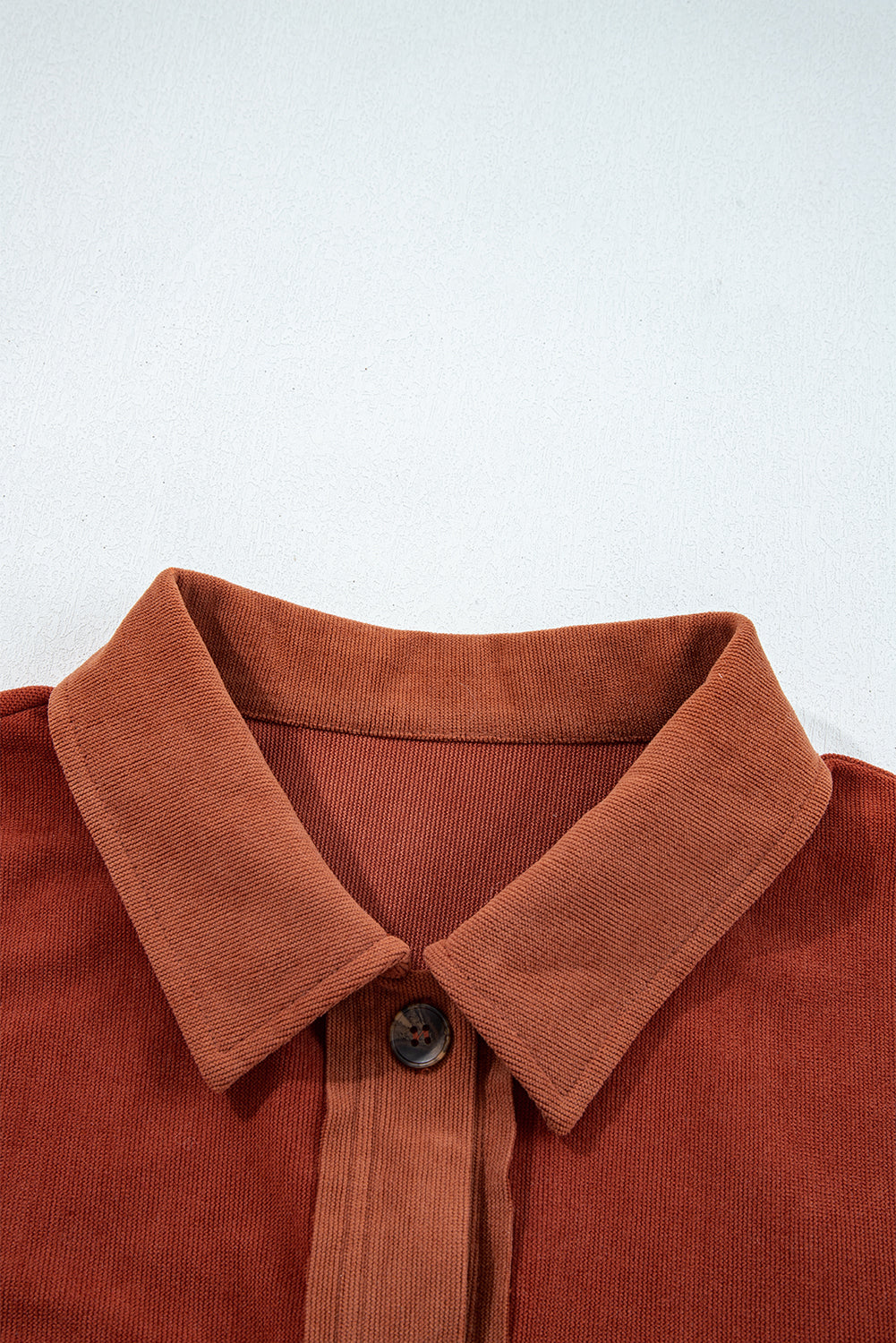 Velvet Button-Up Flap Pocket Drop Shoulder Shacket